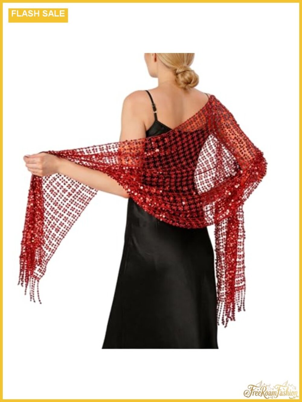 Sparkle Sequin Mesh Shawl Fringe Wrap Evening Wedding Party